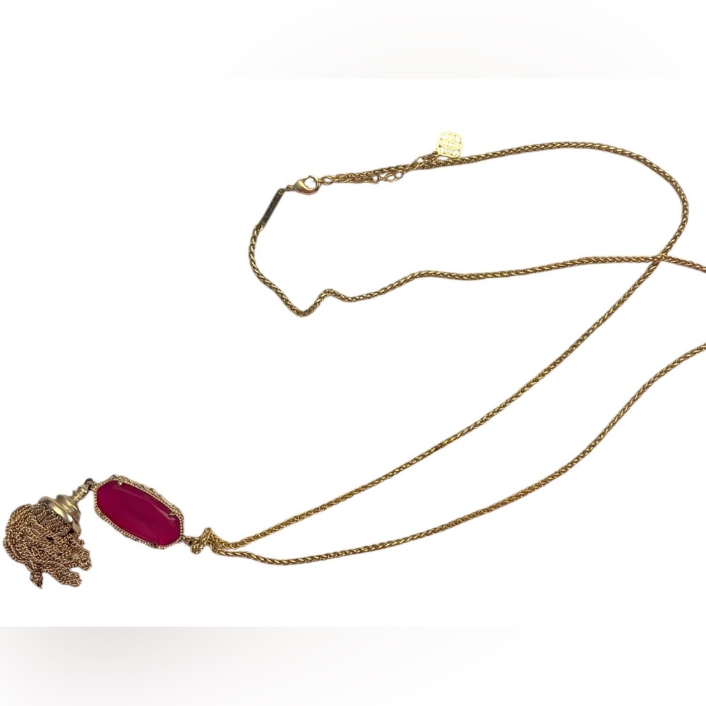 Kendra Scott Gold Necklace with Fuchsia Pendant